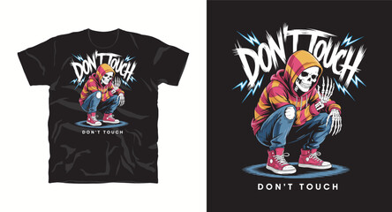 Fototapeta premium Skull typography vector graphics urban t-shirt design. Streetwear vector illustration for t-shirt and poster, Scary graphic apparel and clothing design,t-shirt design, Skull head 