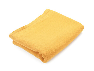 One yellow beach towel isolated on white