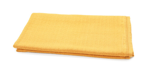 One yellow beach towel isolated on white