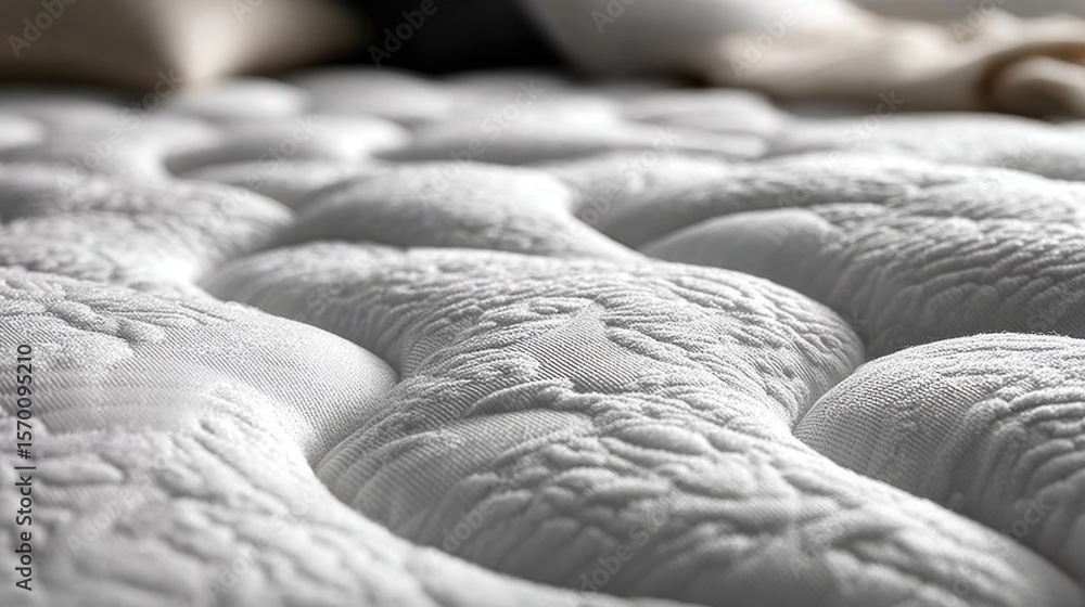 Poster a close-up view reveals the intricate stitching and soft textures of a plush mattress nestled in a w