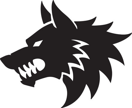 Black wolf head mascot tattoo vector illustration in black silhouette style