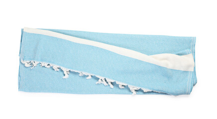 Fototapeta premium One folded beach towel isolated on white, top view