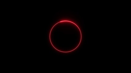 Glowing red neon numbers shine with a bright energy, forming a glowing circle design in the dark space on black background. - Powered by Adobe