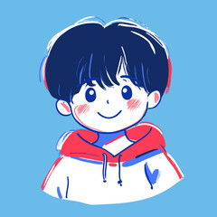 Playful illustration of a smiling child