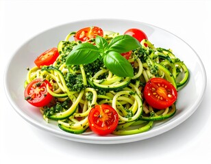 Zucchini Noodles with Pesto and Cherry Tomatoes