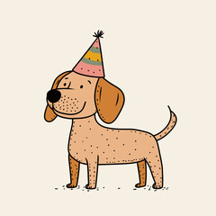 Cute cartoon dog in birthday hat