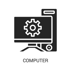Computer Icon Solid Or Glyph Style. Graphic Design In The Form Of Vector Illustrations