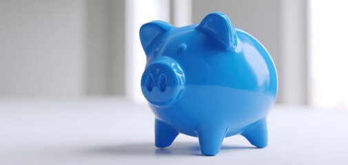 The blue piggy bank symbolizing savings and financial security.