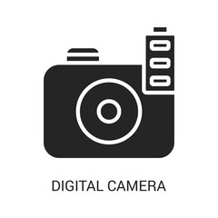 Digital Camera Icon Solid Or Glyph Style. Graphic Design In The Form Of Vector Illustrations