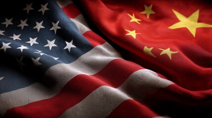 Chinese and American flags