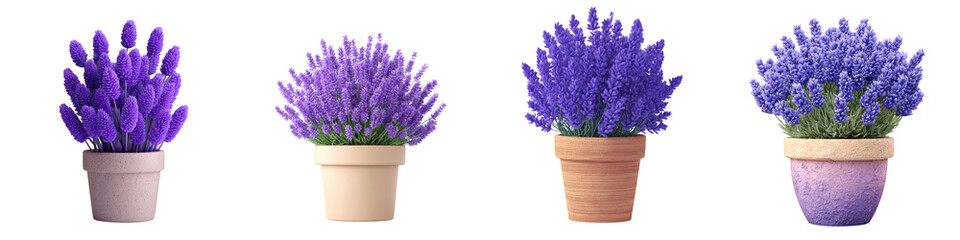 3d bloom lavender vase die cut no bg png for tree pot decoration purpose.
