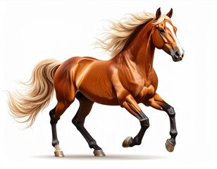 Obraz premium Chestnut Horse with Flowing White Mane Running