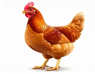Fototapeta premium Brown Hen Isolated on White Background