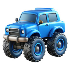 3d blue monster truck isolated on transparent background