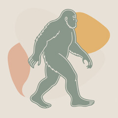 Silhouette of Bigfoot Walking in Profile Vector Illustration for Creative Projects