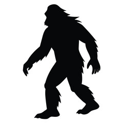 Silhouette of Bigfoot Walking in Profile Vector Illustration for Creative Projects