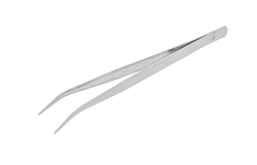Steel Tweezers bent tip, isolated on white