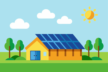 Naklejka premium solar panels on a house