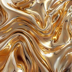 Swirling molten gold patterns create an illusion of fluid motion with an infinite depth of reflection