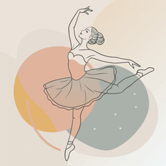 Elegant Ballerina Silhouette Mid Pose Ballet Dance Illustration