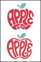 Obraz premium Apple Typography Logo Icons Set - Vector Collection of Creative Fruit Text Illustrations