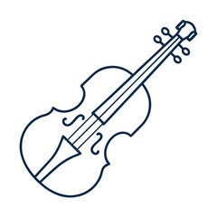 Violin icon in black and white line art