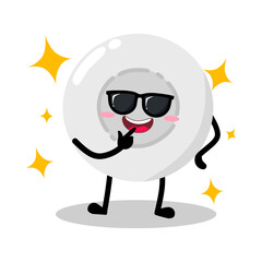 Cute Hand Drawn Cool white Blood Cell Feeling Proud Wearing Sunglasses