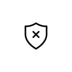 Shield Cross Mark Monoline Icon