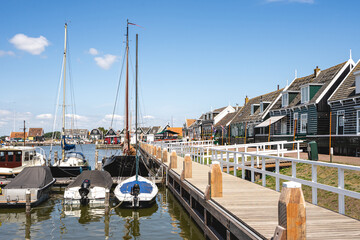 Traditional old dutch houses, at Marken The Netherlands. June 15, 2025
