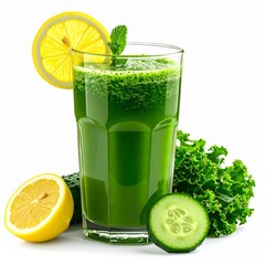 Fototapeta premium Refreshing Green Juice with Lemon and Cucumber