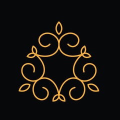 ornamental floral design a classic black and white floral design element featuring elegant, curved leaves and intricate detailing. perfect for use in decorative borders, logos