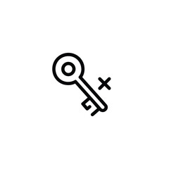 Key Cross Monoline Icon