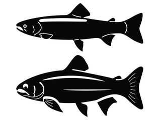 Minimalist Trout Fish Silhouettes