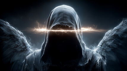 Dark Angel with Blinding Light Across the Eyes – Generative AI