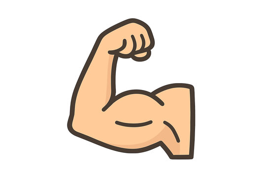 Bicep muscle strength or arm workout flat vector color icon for exercise apps and websites is represented by flexing