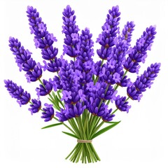 Obraz premium Vibrant Purple Lavender Bouquet on White Background