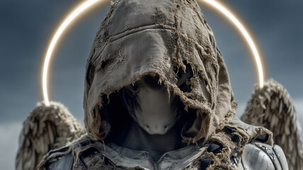 Angel of Divine Silence with Glowing Halo – Generative AI