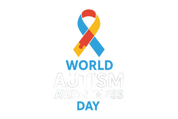 World Autism Awareness Day is represented by an autism awareness ribbon sign and text on a dark blue puzzle texture background in a vector design