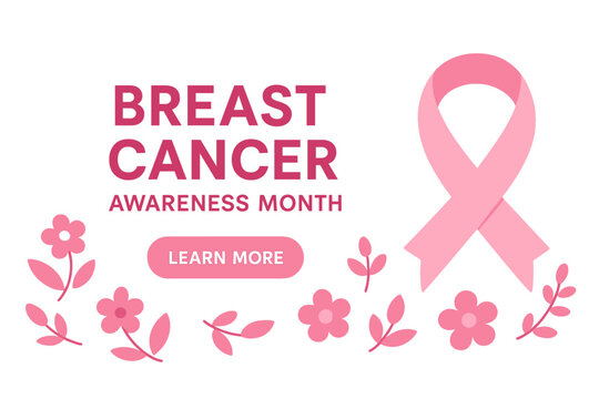 Horizontal banner template design for breast cancer awareness month - Powered by Adobe