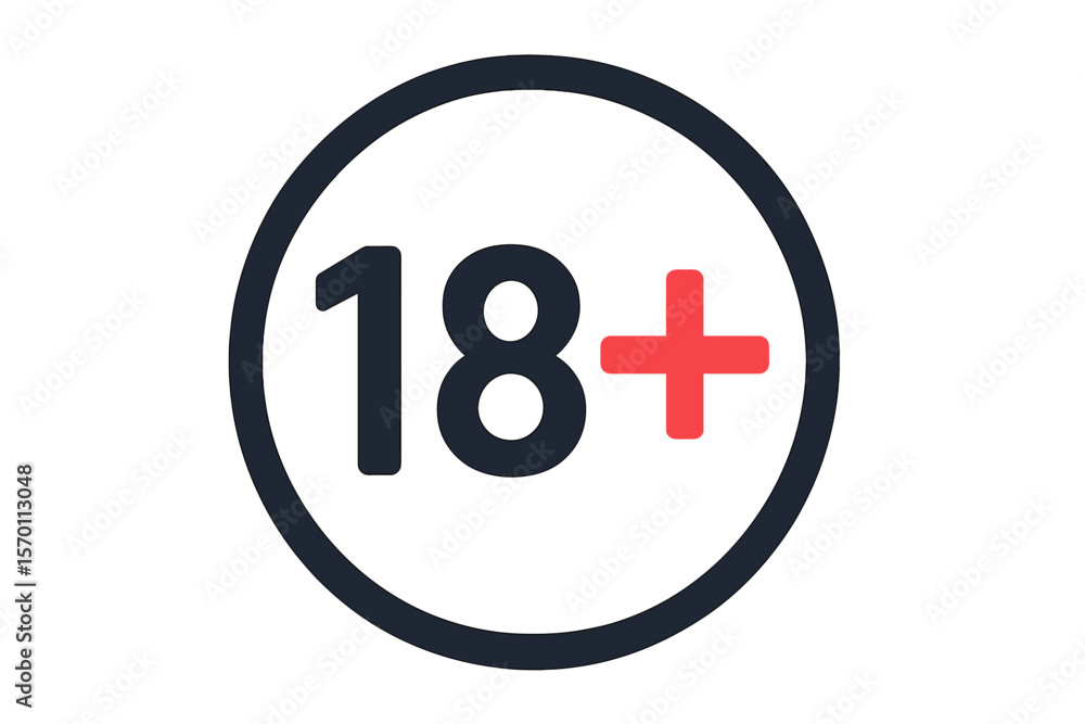 Poster the 18 plus icon is depicted in a trendy flat style and isolated on a background for use in web site