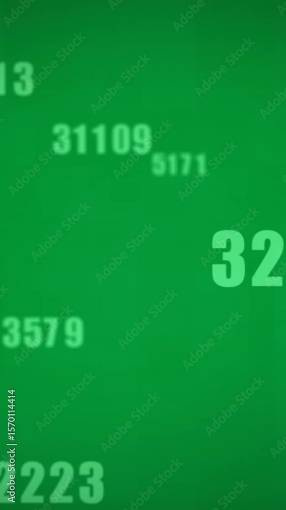 Poster multiple numbers changing against green background