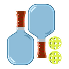 Pickleball rackets and balls vector illustration 