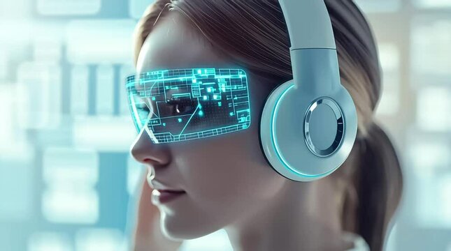4K video of a female call center agent on a head set talking to a cilent in a modern call center