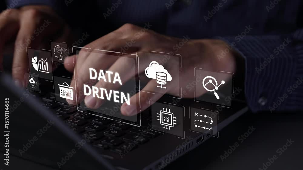 Poster data-driven decision-making empowers business through analytics, datum collection, and ai systems. d