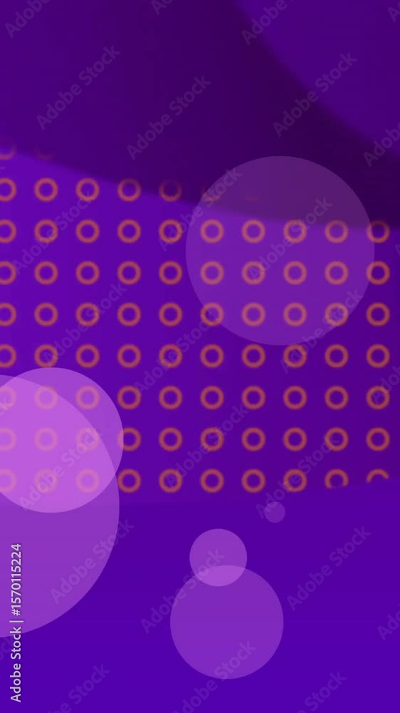 Aufkleber purple bubbles and circles animation over abstract background with orange dots