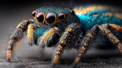Close-up of colorful jumping spider