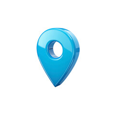 Blue location pin 3d render icon in cartoon plastic style minimal isolated on white background 
