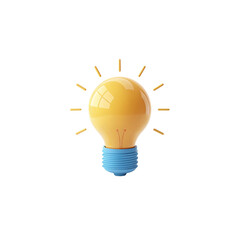 3d yellow light bulb minimal icon. idea, think, business, solution, stratege concept. 3d render illustration with cilpping mark. 