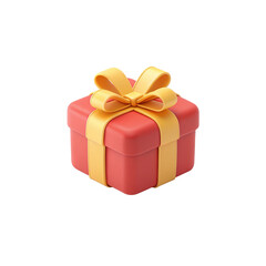 3d render gift box with ribbon present package. Isolated on white background. Cartoon plastic style icon