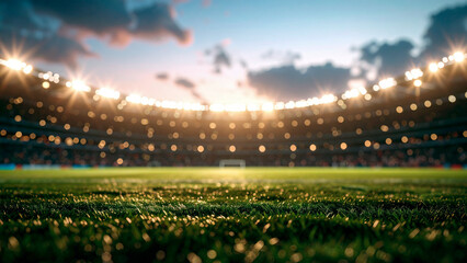 Obraz premium Soccer stadium with bright lights background